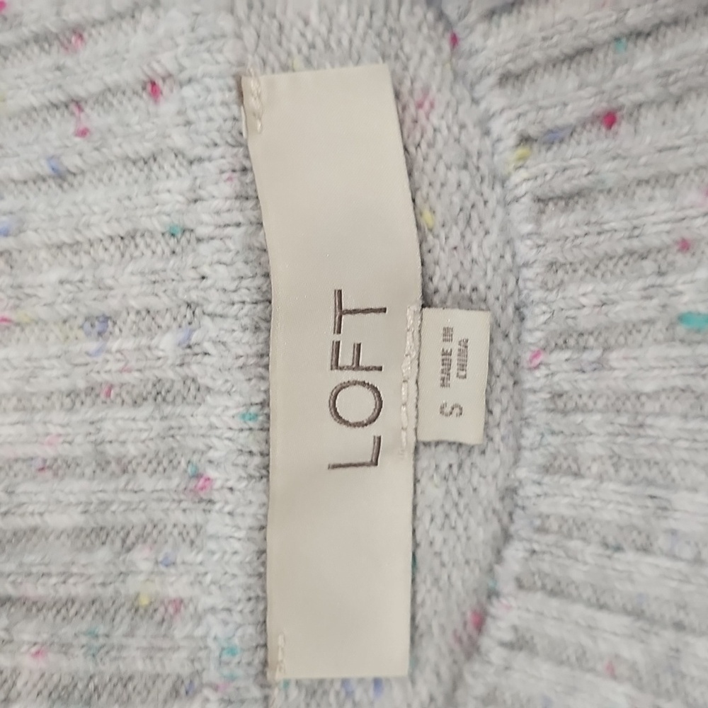 LOFT Light Gray Crew Neck Sweater - Picture 7 of 8